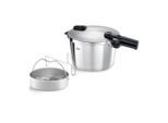 Fissler Schnellkochtopf Vitaquick® Premium satiniert, Silber, Edelstahl, Metall, 8.0 L, Handmade in Germany, Druckregelventil, Sicherheitsventil, Sicherheitsdichtung, Sicherheitsverschluss, Gegengriff, Kochen, Töpfe, Schnellkochtöpfe