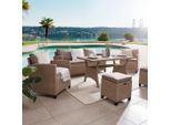Ambia Garden Dining-Loungeset, Hellbraun, Metall, Kunststoff, 6-teilig, Loungemöbel, Gartenlounge-Sets
