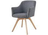 Livetastic Armlehnstuhl, Grau, Holz, Metall, Textil, Eiche, Pappel, massiv, Sperrholz, U-Form, 61x85.5x63.5 cm, Sitzfläche 360° drehbar, Esszimmer, Stühle, Esszimmerstühle, Armlehnenstühle