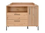 Jimmylee Wickelkommode Line, Eiche Artisan, Metall, 2 Fächer, 2 Schublade(n) Schubladen, 119x91x99 cm, DIN EN ISO 9001, Babymöbel, Wickelkommoden & Zubehör, Wickelkommoden