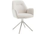 Livetastic Armlehnstuhl, Creme, Edelstahl, Metall, Textil, rund, 60x89x64 cm, Sitzfläche 180° drehbar, automatische Rückholfunktion, Esszimmer, Stühle, Esszimmerstühle, Armlehnenstühle