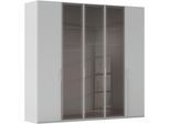 Drehtürenschrank RAUCH "Schrank Garderobe SKAT SHINE Breiten 151/201/251/301cm, Höhe 223/235cm", weiß (seidengrau), B:251cm H:235cm T:63cm, Glas, Holzwerkstoff, Schränke, Drehtürenschrank, edle Schrankfront mittig hochwertige Glasrahmentüren MADE IN GERMANY