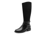 Stiefel TAMARIS, Damen, Gr. 37, Normalschaft, schwarz, Leder, Lederimitat, Textil, Veloursleder, unifarben, Schuhe Stiefel, Blockabsatz, Langschaftstiefel mit Touch it-Ausstattung