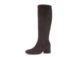 Stiefel GABOR "MILANO", Damen, Gr. 38,5, Normalschaft, braun (dunkelbraun), Ziegenveloursleder, unifarben, Schuhe Stiefel, Blockabsatz, Businesstiefel, Langschaftstiefel in Weite G (= weit)