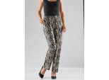 Jerseyhose CLASSIC BASICS, Damen, Gr. 24, Kurzgrößen, gelb (camel, bedruckt), 100% Baumwolle, ethno, gemustert, lang, Hosen Jerseyhose