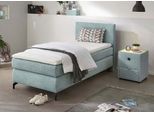 Boxspringbett JOCKENHÖFER GRUPPE "Alinas" inkl. Topper", grün (türkis 369, 03), B:94cm L:211cm, Bezug Bett: Feinstruktur (100% Polyester);Topper und Matratzenspiegel: 100% Polyester, Komplettbetten, Boxspringbett, erhältlich in unterschiedlichen Breiten und Farbvarianten