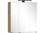 Badezimmerspiegelschrank WELLTIME "CADIZ, gedämpfte Scharniere", wotaneiche, B:60cm H:64cm T:20cm, Holzwerkstoff, Schränke, Rundumsicht, dank besonderer Klapptechnik
