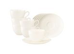 Tasse SELTMANN WEIDEN "Kaffeetassen mit Untertassen Savona Fine Diamond 270 ml 6er Set creme", beige (creme), B:16cm H:8,3cm Ø:16cm, Porzellan, Trinkgefäße, Tasse, Spülmaschinenfest, Mikrowellensicher, Ofenfest