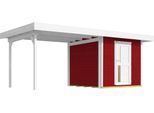 Gartenhaus WEKA "Designhaus 172 B", rot (rot, weiß), Fußboden im Gartenhaus, ohne Dacheindeckung, Massivholz, Gartenhäuser, Gartenhaus, mit Anbaudach