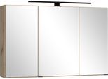Badezimmerspiegelschrank WELLTIME "CADIZ, gedämpfte Scharniere", wotaneiche, B:100cm H:64cm T:20cm, Holzwerkstoff, Schränke, Rundumsicht, dank besonderer Klapptechnik