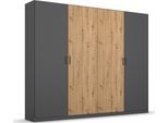 Drehtürenschrank RAUCH "Miro", grau (graumetallic, eiche artisan), B:226cm H:210cm T:54cm, Holzwerkstoff, Schränke, Drehtürenschrank, moderner Farbmix, Breiten 181-226, Höhe 210 cm MADE IN GERMANY