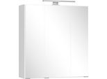 Badezimmerspiegelschrank WELLTIME "CABO, gedämpfte Scharniere", weiß, B:60cm H:64cm T:20cm, Holzwerkstoff, Schränke, Rundumsicht, dank besonderer Klapptechnik