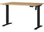 Schreibtisch GERMANIA "Boras", braun (navarra, eiche, nachbildung, schwarz, schwarz, navarra, eiche, nachbildung), B:120cm H:120cm T:80cm, Tische, Schreibtisch, Breite 120/140/160 cm, Metallgestell in vers. Farben, Made in Germany