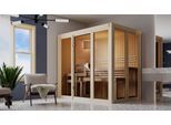 Sauna KARIBU "Ivana 3", beige (naturbelassen), Saunaofen, externe Steuerung, 3,6 kW, Saunen, Sauna, Ganzglasfront