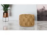 Hocker HOME AFFAIRE "FOLLINA", gold, B:60cm H:39cm T:60cm, 100% Polyester, Hocker, Hocker, Polsterhocker mit klassischer Chesterfield-Knopfheftung