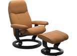 Fußhocker STRESSLESS "Consul", braun (new caramel), B:54cm H:38cm T:39cm, Hocker, Fußhocker, mit Classic Base, Gestell Schwarz