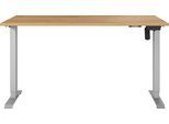 Schreibtisch GERMANIA "Boras", silber (navarra, eiche, nachbildung, silber, silber, navarra, eiche, nachbildung), B:140cm H:120cm T:80cm, Tische, Schreibtisch, Breite 120/140/160 cm, Metallgestell in vers. Farben, Made in Germany