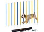 12-teiliges Agility Slalom Set - Hindernis mit 12 Stangen und Abstandsschnur