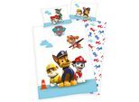 Kinderbettwäsche PAW PATROL "Dogs", weiß (weiß, blau), B/L: 100cm x 135cm, 1 Stk., 1 Stk., Renforcé, B/L: 60cm x 40cm, 2 Stk., Renforcé, Obermaterial: 100% Baumwolle, Bettwäsche, mit Hunden
