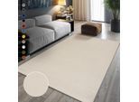 Teppich SANAT "UNI , auch als Läufer- und Rundgrößen erhältlich", beige (creme), B:60cm H:13mm L:110cm, Kunstfaser, Teppiche, Teppich, robuster Kurzflorteppich, große Farbauswahl, Wohnzimmer, alle Räume