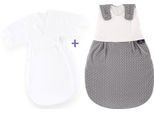 Babyschlafsack TRÄUMELAND "Set Pünktchen grau", Baby, Gr. 50/56, umlaufender Reißverschluss, grau, Obermaterial: 100% Baumwolle, Schlafsäcke