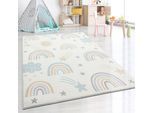 Teppich THE CARPET "Beat Kids", beige (creme), B:80cm H:9mm L:150cm, Polypropylen, Teppiche, Teppich, Kids Kinderzimmer Teppich strapazierfähig und pflegleicht