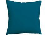 Kissenbezug SCHLAFGUT "Premium Kissenbezug Woven Satin (1 St)", blau (petrol deep), B:40cm L:40cm, Mako-Satin, Obermaterial: 100% Baumwolle, Kissenbezüge, Kissenbezug, Ton-in-Ton Reißverschluss, Fadendichte von 300tc, Uni, OEKO Tex