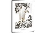 Poster REINDERS "Hokusai", schwarz (farbe bild(er): schwarz, weiß), B:50cm H:70cm T:1,6cm, MDF, Bilder, Poster