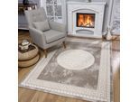 Teppich SANAT "Harmony 3212, auch als Läufer" Gr. 6, beige, B:200cm H:12mm L:280cm, Kunstfaser, Teppiche, Teppich, Wohnzimmer, Kurzflor, modern, Orient Optik, Schlafzimmer