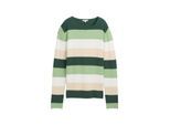 TOM TAILOR Damen Strickpullover mit Rundhalsausschnitt, grün, Gestreift, Gr. L