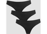 MP Women's Mid Rise No VPL Thong (3 Pack) - Black - S