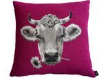 Dekokissen PAD "MOO", pink, B:45cm L:45cm, Baumwolle, Dekokissen_Sitzkissen_Kissenhüllen, Made in Europe, Kissenhülle ohne Füllung, 1 Stück, Tiermotiv, 45x45 cm