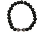 Armband FIRETTI "Schmuck Armkette Hantel Kraftsport Geschenk Workout Armband GYM", schwarz (altsilberfarben, schwarz, schwarz), Armbänder, Damen, 19cm, Messing Silikon, Messing, Silikon, Armband, Made in Germany - mit Glasstein
