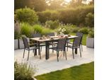 Gardenson Gartentisch Tilos, Schwarz, Akazie, Holz, Metall, Akazie, Hartholz, rechteckig, 90 90x75x150-200 cm, Fsc, ausziehbar, Gartenmöbel, Gartentische, Gartentische ausziehbar