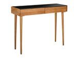 Mid.you Konsolentisch, Natur, Schwarz, Holz, Glas, Holzwerkstoff, Eiche, massiv, 2 Schublade(n) Schubladen, rund, 80x35x100 cm, Wohnzimmer, Wohnzimmertische, Konsolentische