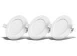 B.K.LICHT LED Einbauleuchte "3er Set Bad Einbaustrahler, IP44 geschützt, flache Einbauspots", weiß, Ø 11,5cm H: 3cm, Leuchten, 3.000K, 450Lm, 6W, Kunststoff, 11,5 x 3 cm, Weiß, LED Einbauleuchte