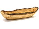 Brotschale OLIVENHOLZ-ERLEBEN "rustikal aus edlem naturbelassenem Olivenholz", braun, B:40cm, Massivholz, Schüsseln, Brotschale, Einzigartige Maserung, naturgewachsene Schale, ideal für Baguette