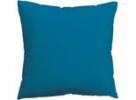 Kissenbezug SCHLAFGUT "Premium Kissenbezug Woven Satin (1 St)", blau (blau mid), B:40cm L:40cm, Mako-Satin, Obermaterial: 100% Baumwolle, Kissenbezüge, Kissenbezug, Ton-in-Ton Reißverschluss, Fadendichte von 300tc, Uni, OEKO Tex