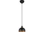REALITY LEUCHTEN Pendelleuchte "Punch", schwarz (schwarz matt), 1, Ø 18cm H: 150cm, 1 Stk., Leuchten, Industrie-Look mit Doppelschirm schwarz-gold, exkl 1xE27 max 40W, Pendelleuchte