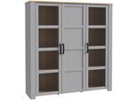 Highboard FORTE "Bohol, großes Highboard 2, Glastüren, viel Stauraum", grau (eichefarben, grau), B:151,1cm H:160,6cm T:42cm, Sideboards, Highboard, Breite 151 cm