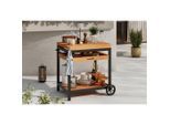 Ambia Garden Garten-Servierwagen, Schwarz, Teak, Holz, Metall, Teakholz, 1 Schublade(n) Schubladen, würfelförmig, 73x80x50 cm, ISO 9001, Bsci, FSC 100%, ausziehbar, wetterbeständig, einfacher Aufbau, Gartenzubehör, Gartenkommoden & Gartenregale