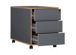 P & B , Anthrazit, Honigeiche , Kunststoff , 3 Schublade(n) Schubladen , 42x50x45 cm , griffloses Öffnen , Büromöbel, Rollcontainer