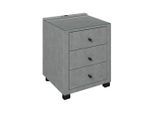 Luca Bessoni , Dunkelgrau , Holz, Metall, Kunststoff, Glas, Textil, Holzwerkstoff , 3 Schublade(n) Schubladen , 48x68x45.5 cm , Soft-Close-System , Schlafzimmer, Nachtkästchen