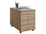 P & B , Sonoma Eiche , Kunststoff , 4 Schublade(n) Schubladen , 42x57x75 cm , Büromöbel, Rollcontainer