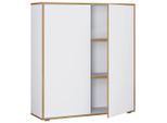 P & B , Weiß, Honigeiche , Holzwerkstoff , 2 Fächer , 100x110x33 cm , griffloses Öffnen , Büromöbel, Aktenschränke & Aktenregale, Aktenschränke