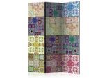artgeist , Mehrfarbig , Holz, Textil , Kiefer , massiv , Mosaik , 135x172x3 cm , Motiv auf Vorder- und Rückseite , Kleinmöbel, Paravents