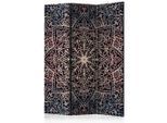 artgeist , Mehrfarbig, Schwarz , Holz, Textil , Kiefer , massiv , Mandala , 135x172x3 cm , Motiv auf Vorder- und Rückseite , Kleinmöbel, Paravents