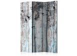 artgeist , Braun, Hellblau , Holz, Textil , Kiefer , massiv , Holzoptik , 135x172x3 cm , Motiv auf Vorder- und Rückseite , Kleinmöbel, Paravents