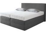 Boxspringbett, grau (anthrazit), B:215cm L:205cm, Microvelours (100% Polyester), WESTFALIA SCHLAFKOMFORT, Komplettbetten, Boxspringbett, wahlweise mit Kaltschaum-Topper