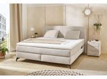 Boxspringbett JOCKENHÖFER GRUPPE "Kira in den Breiten 160x200 & 180x200cm", grau (beige 444, 17), B:173cm L:216cm, Bezug Bett: Microfaser (100% Polyester);Topper und Matratzenspiegel: 100% Polyester, Komplettbetten, Boxspringbett, inkl. LED-Bel., USB-Ladeports, 7-Zonen-Matr., Topper, div. Härtegrade